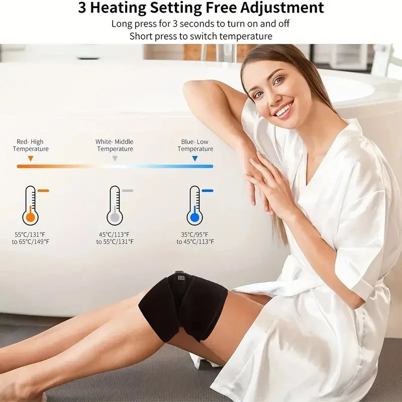 Fascia Massaggiante Riscaldata per Ginocchio – Sollievo e Comfort con 3 Livelli di Temperatura