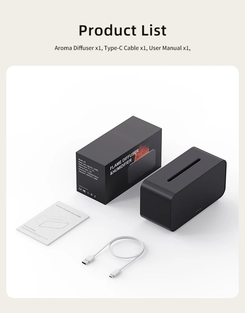 Umidificatore Aromaterapico con Fiamma Simulata – Purifica l’Aria e Crea un’Atmosfera Accogliente