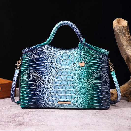Borsa da Donna in Eco-Pelle con motivo a Coccodrillo, colorata e a tinta unita