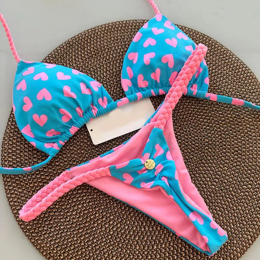 Bikini Donna – Design Fashion, Stampa alla Moda, G-String Elegante per Vacanze al Mare