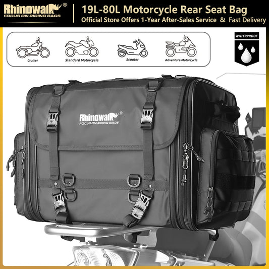 Borsa Posteriore Impermeabile per Moto – Espandibile & Resistente per Viaggi e Avventure